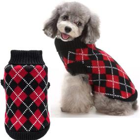 img 4 attached to KOOLTAIL Crochet Argyle Sweater 🐾 for Small Dogs, Puppies, and Cats