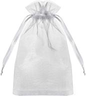 🎁 100pcs premium sheer organza bags, white wedding favor bags with drawstring, 4x6 inches jewelry gift bags for party, jewelry, festival, makeup organza favor bags, net gift bags, drawstring goody bags - enhanced seo logo