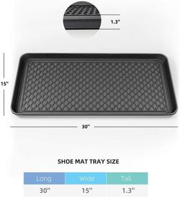 img 2 attached to Vramy Multi-Purpose Boot Trays - Set of 2, Black Heavy Duty Shoe Trays for All Weather – Pet Feeding Mat – Indoor and Outdoor Use, 30x15x1.2 inches