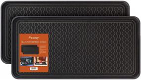img 4 attached to Vramy Multi-Purpose Boot Trays - Set of 2, Black Heavy Duty Shoe Trays for All Weather – Pet Feeding Mat – Indoor and Outdoor Use, 30x15x1.2 inches