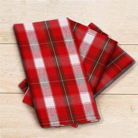 img 1 attached to 🎄 Urban Villa Dinner Napkins: Set of 12 Red Green White Tartan Checks, 100% Cotton, 20x20 Inches - Christmas Special