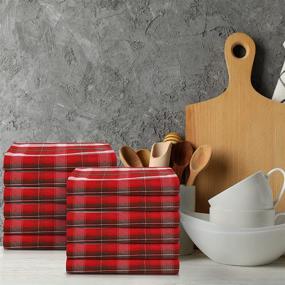 img 2 attached to 🎄 Urban Villa Dinner Napkins: Set of 12 Red Green White Tartan Checks, 100% Cotton, 20x20 Inches - Christmas Special