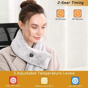 img 2 attached to 🧣 WIOR Electric Heated Scarf with Neck Heating Pad, Faux Rabbit Fur Collar Cozy Shawl, Fluffy Ski Snow Warm Winter Neck Wrap, Perfect for Boys Girls Women for Autumn Winter Indoor Outdoor Use - Grey