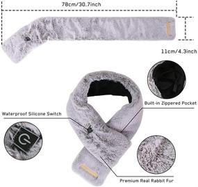 img 3 attached to 🧣 WIOR Electric Heated Scarf with Neck Heating Pad, Faux Rabbit Fur Collar Cozy Shawl, Fluffy Ski Snow Warm Winter Neck Wrap, Perfect for Boys Girls Women for Autumn Winter Indoor Outdoor Use - Grey