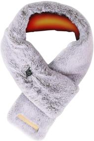 img 4 attached to 🧣 WIOR Electric Heated Scarf with Neck Heating Pad, Faux Rabbit Fur Collar Cozy Shawl, Fluffy Ski Snow Warm Winter Neck Wrap, Perfect for Boys Girls Women for Autumn Winter Indoor Outdoor Use - Grey