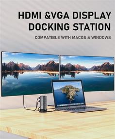 img 2 attached to 💻 Ultimate MacBook Pro Docking Station: Dual Monitor, Type C to HDMI/VGA, Ethernet, USB 3.0, SD/TF, PD 100W – Audio for MacBook Air/Dell/HP/Lenovo USB C Docking Station