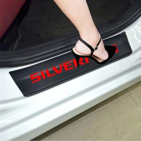 img 3 attached to 🚗 Enhance Your Chevrolet Silverado with JEYODA Car Entry Guard Sticker: Red Carbon Fibre Vinyl Scuff Plate for Stylishly Protecting and Decorating Your Vehicle!