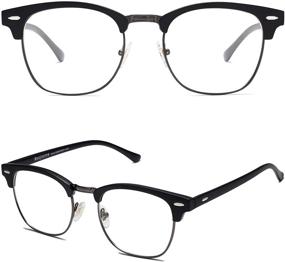 img 3 attached to 👓 SOJOS SJ5018: Retro Semi Rimless Blue Light Blocking Glasses - Half Horn Rimmed Eyeglasses for Eye Protection