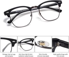 img 2 attached to 👓 SOJOS SJ5018: Retro Semi Rimless Blue Light Blocking Glasses - Half Horn Rimmed Eyeglasses for Eye Protection