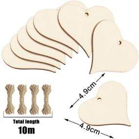 img 4 attached to 🏷️ 150-Piece Set of Blank Love Heart Shaped Wooden Name Tags, 1.85" in Size, with Hole and 10m Natural Twine - Ideal for Wedding Party, Thanksgiving DIY Projects, Card Making - Unfinished Wood Cutout Labels and Craft Pieces