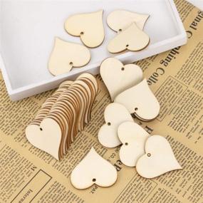 img 1 attached to 🏷️ 150-Piece Set of Blank Love Heart Shaped Wooden Name Tags, 1.85" in Size, with Hole and 10m Natural Twine - Ideal for Wedding Party, Thanksgiving DIY Projects, Card Making - Unfinished Wood Cutout Labels and Craft Pieces