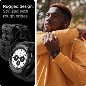 img 1 attached to 📱 Spigen Rugged Armor Pro for Galaxy Watch 4 Classic - Charcoal Gray Case with 46mm Band