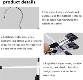 img 2 attached to 👖 Qzayihe 20PCS Pant Hangers: Ultra Thin Space-Saving Metal Trouser Clip Hangers with 360° Hook and Adjustable Clips for Heavy Duty Skirts - 11.81inch Extra Wide, Black