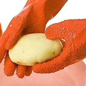 img 2 attached to 🌹 Rose Red Kitchen Gadget: Magic Peelers Gloves for Quick Fruit Vegetable Potato Processing, PVC Rubber Cooking Tools - 1 Pair