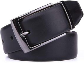 img 4 attached to Vegan Reversible Gunmetal Buckle Black Men's Accessories