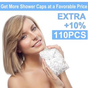 img 1 attached to 🚿 Disposable Clear Shower Caps for Women - Waterproof Plastic Bath Caps for Home and Hotel Use - Elastic Hair Processing Caps for Women, Men, Kids, and Girls