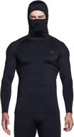 🏋️ tsla men's thermal compression shirts hoodie with mask | long sleeve winter sports base layer top for active running logo