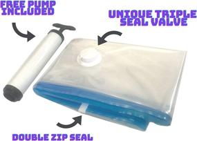 img 2 attached to 🧳 4-Pack Jumbo Vacuum Storage Bags with Air-Tight Seal - Includes Hand Pump - for Clothes, Travel, and Moving - Premium Space-Saving, Heavy-Duty Protection