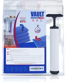 img 3 attached to 🧳 4-Pack Jumbo Vacuum Storage Bags with Air-Tight Seal - Includes Hand Pump - for Clothes, Travel, and Moving - Premium Space-Saving, Heavy-Duty Protection