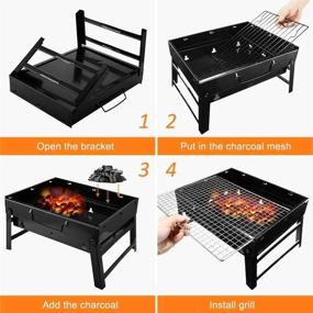 img 3 attached to 🔥 DAKEUS Portable Charcoal Grill BBQ - Folding Stainless Steel Tabletop Barbecue Smoker for Picnic, Garden, Terrace, Camping, and Travel