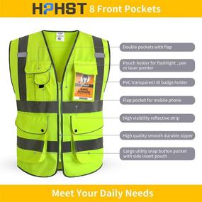 img 3 attached to 👷 High-Visibility HPHST Reflective Construction Vest with Multiple Pockets