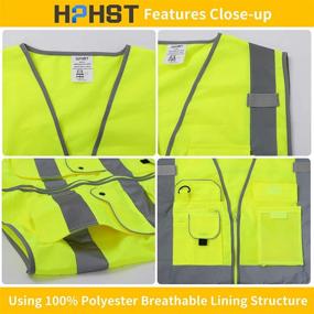 img 1 attached to 👷 High-Visibility HPHST Reflective Construction Vest with Multiple Pockets