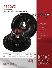 img 1 attached to BOSS Audio Systems P80DVC 1000W 8 Inch Dual 4 Ohm Voice Coil Car Subwoofer - Powerful Bass Enhancement for Premium Sound Experience