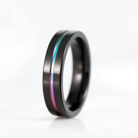 img 3 attached to 🌈 TIGRADE Rainbow Titanium Wedding Band - Colorful Thin Groove Couple Rings in 5mm, 7mm, 9mm Sizes 3.5-14.5