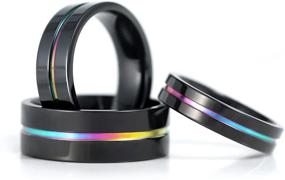 img 2 attached to 🌈 TIGRADE Rainbow Titanium Wedding Band - Colorful Thin Groove Couple Rings in 5mm, 7mm, 9mm Sizes 3.5-14.5