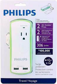 img 1 attached to Компактный усилитель мощности Philips: мини-портативный сетевой фильтр с двумя портами USB для максимального удобства в путешествиях.