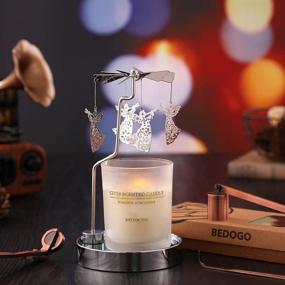 img 1 attached to 🎠 Holibanna Rotating Candlestick Christmas Carousel: Snowflake Gold Tea Light Holder - Mesmerizing Christmas Decor!