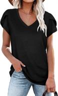 women's v neck petal sleeve casual t-shirts for summer - wiholl tops logo