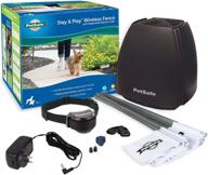 wireless fence for dogs & cats - petsafe stay & play with rechargeable collar battery - covers 3/4 acre - waterproof collar, tone & static - from parent company of invisible fence brand logo