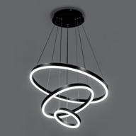 💡 adjustable dimmable led pendant light 86w black modern chandelier for dining room, living room, and entryway – 3 ring pendant lighting with 59in cord – 6000k daylight illumination логотип