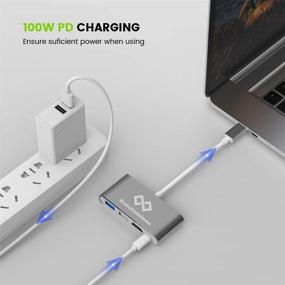 img 1 attached to 🔌 High-Performance 6-in-1 USB C Hub, Type C Hub, 4K USB C to HDMI Adapter, USB3.0+USB2.0+PD3.0 Multi Port Hub with USB C to HDMI 4K2K Output, USB-C Power Delivery, Portable Hub for Mac Pro and Other Type C Laptops (Grey)