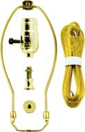 🔌 набор для лампы ge 3-way с кабелем длиной 8 футов, разъемом push-through, адаптерами для бутылок, регулировкой света на низкий-средний-высокий уровень, для ремонта/замены напольных и настольных ламп, проект diy, 250vac/250w, сертифицирован по стандарту ul - золото и прозрачный (50960) - желтый логотип