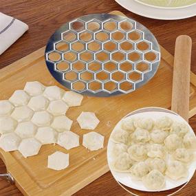 img 1 attached to 37-Hole ETSAMOR Stainless Steel Pelmeni Ravioli Maker Dumplings Mold with Rolling Pin Set - Ideal for Empanada Press, Handmade Dumpling Pelmenitsa, Cavatelli, and Pierogi Press