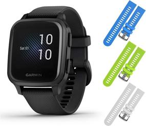 img 4 attached to Garmin Venu Sq Music GPS Fitness Smartwatch And Included Wearable4U 3 Straps Bundle (Blue/Lime/White