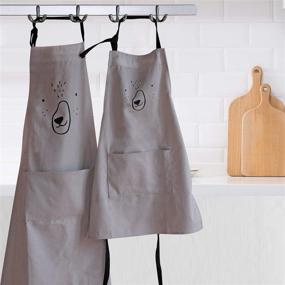 img 4 attached to 🐻 Adorable 2 Pack Cartoon Cotton Apron Set: Cute Bear Parent and Child Apron – Perfect Matching Set for Fathers, Mothers, Sons, and Daughters!