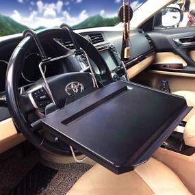 img 1 attached to 🍽️ Versatile ElfAnt Car Steering Wheel Seat Tray: Perfect for Writing, Laptop, Dining, Food, Drink & Work!