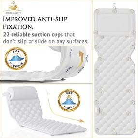 img 1 attached to Ultimate Premium Full Body Bath Pillow for Tub with 22 Anti-Slip Suction Cups: Enhanced Neck and Back Support, QuickDry Fabric, Cooling Effect, Machine Washable Bag Included