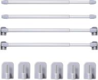 🚪 french door curtain rod set - adjustable plastic tension rod with extendable board bars, 4-piece set with self-adhesive hooks for home, bathroom, and hotel supply - fits 15.7 to 27.5 inches logo