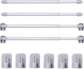 img 4 attached to 🚪 French Door Curtain Rod Set - Adjustable Plastic Tension Rod with Extendable Board Bars, 4-Piece Set with Self-Adhesive Hooks for Home, Bathroom, and Hotel Supply - Fits 15.7 to 27.5 Inches