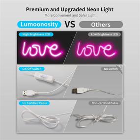 img 3 attached to 💖 Lumoonosity Neon Love Sign, USB Powered Pink Love Light Led Neon Signs with On/Off Switch, Love Led Sign for Wall Decor, Aesthetic Hanging Love Signs, LED Love Neon Light for Bedroom, Game Room Setup