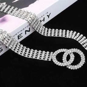 img 1 attached to YooAi Crystal Rhinestone Waistband Silver Women's Accessories for Belts