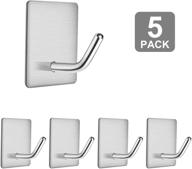 🛁 aptgaga robe towel hooks - waterproof stainless steel bathroom and kitchen hooks | strong adhesive shower hook, coat, key, and office utility hooks - 5 pack логотип