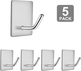 img 4 attached to 🛁 APTGAGA Robe Towel Hooks - Waterproof Stainless Steel Bathroom and Kitchen Hooks | Strong Adhesive Shower Hook, Coat, Key, and Office Utility Hooks - 5 Pack