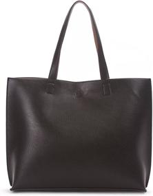 img 1 attached to Vegan Leather Women's Reversible Tote Bag by Overbrooke - Shoulder Tote with Wristlet