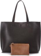 vegan leather women's reversible tote bag by overbrooke - shoulder tote with wristlet logo