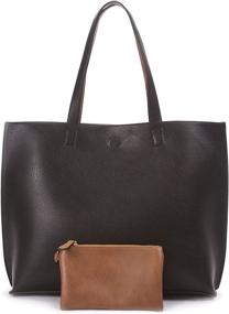 img 4 attached to Vegan Leather Women's Reversible Tote Bag by Overbrooke - Shoulder Tote with Wristlet